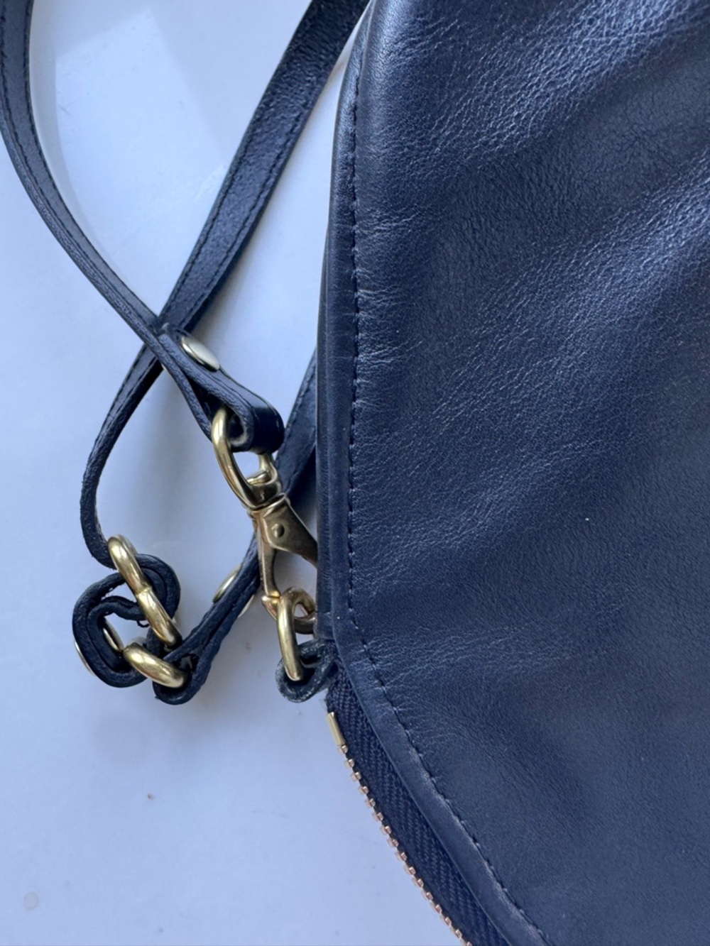 R.RiveterMinimal Leather Dome Crossbody Bag in Black - Picture 4 of 7